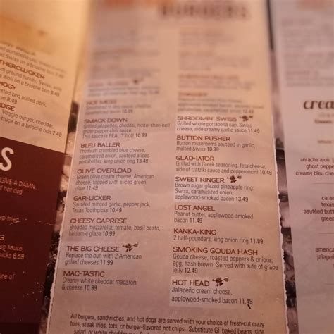 Menu at Burgers & Beer pub & bar, Gibson City