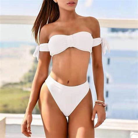 Bikini With Shorts Swimsuits For Women 2 Pieces Sexy V-Neck Halter ...