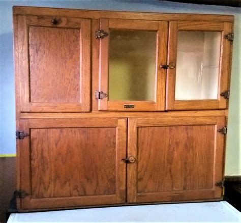 ANTIQUE OAK HOOSIER CABINET, Extra Drawers, Cupboard w/ Coffee & Flour ...