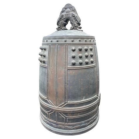 Japanese Huge Old Signed Bronze Temple Bell with Bold Sound, 27 Inches ...