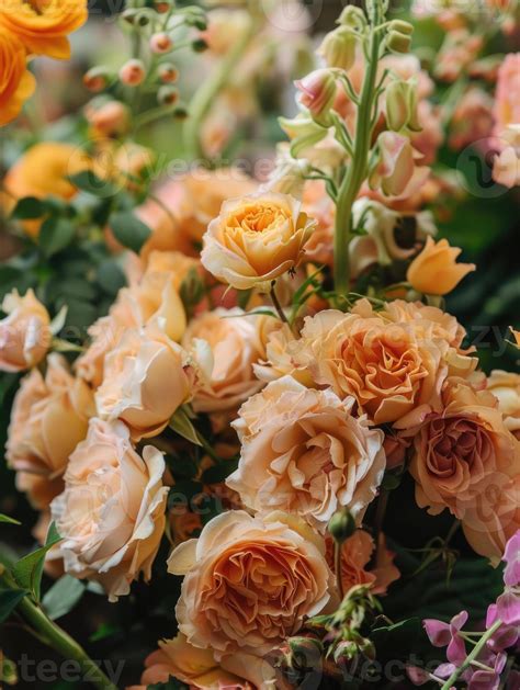 peach color flower bouquet arrangement, ai 45360909 Stock Photo at Vecteezy