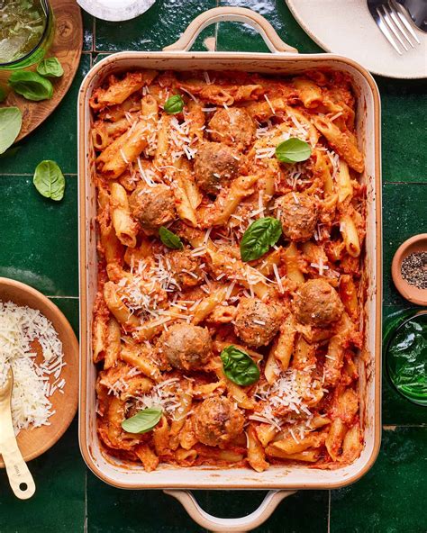 Easy Baked Penne with Meatballs - Kalejunkie