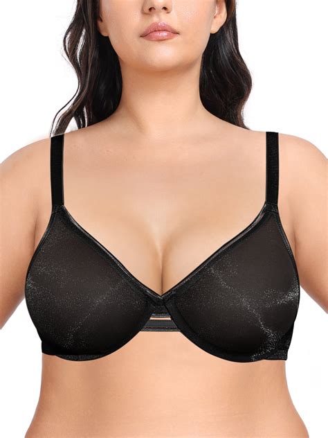 Deyllo Women's Unlined Push Up Lace Bras Plus Size Full Figue Underwire ...