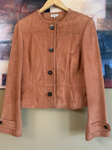 VINTAGE AGNONA Womens Suede Jacket size 46 - Gem
