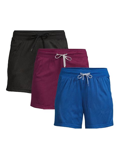 Athletic Works Women's Mesh Short with Pockets, 3-pack - Walmart.com