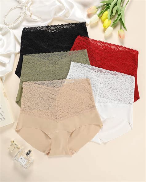 SHARICCA High Waist Lace Underwear for Women Seamless Sexy Panties ...