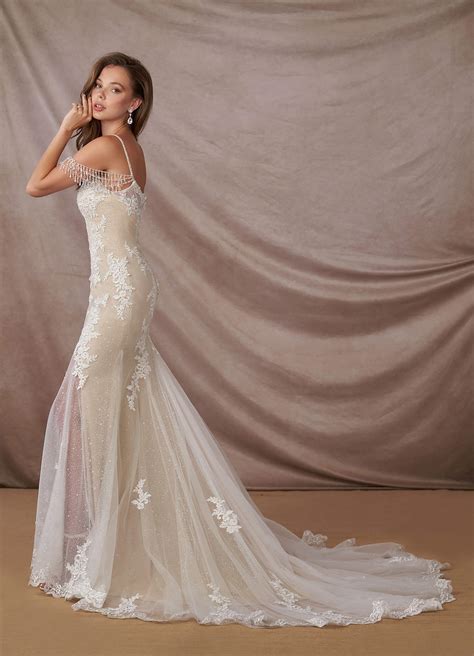 Diamond White/Nude Azazie Saskia Diamond White Nude Mermaid Sequins ...