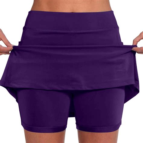 YUEJUIR Skorts for Women Dressy Casual Pocket Pants Solid Color Mid ...