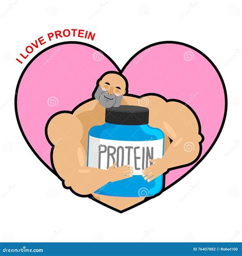 I Love Protein. Athlete and Sports Nutrition. Cute Bodybuilder Stock ...