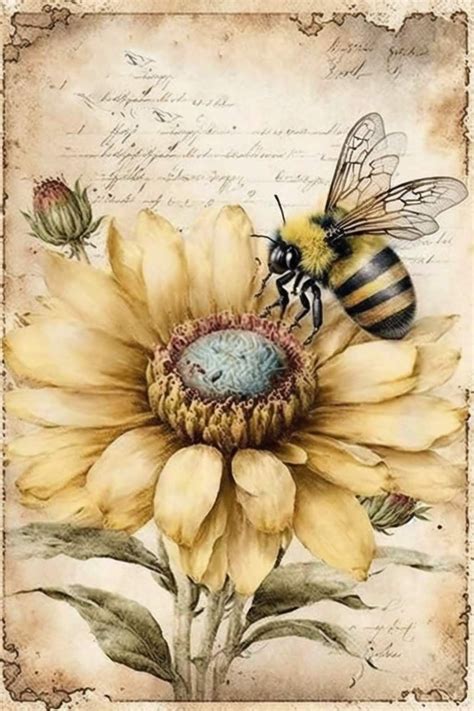 Bee on Sunflower Painting