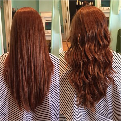 V shape Layered shape cut & beach waves by Germaine | Long hair perm ...