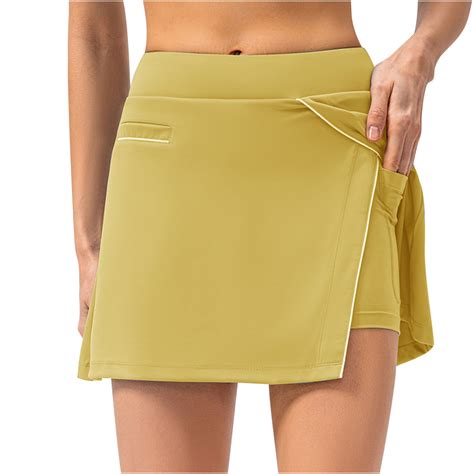 Athletic Skirt Womens Short Tennis Skorts Crossover Mid Waist Yoga ...