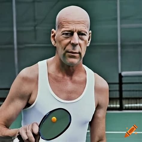Young bruce willis in white tank top playing pickleball