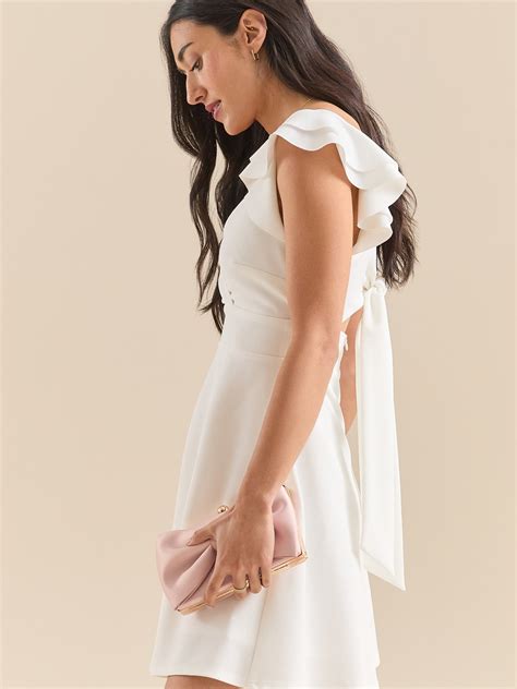 Veronica Flutter Sleeve Dress in White | Altar'd State