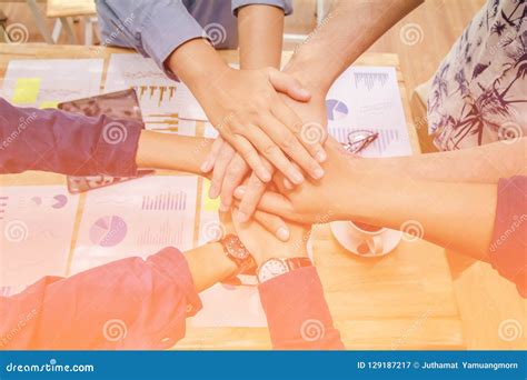 Close Up ,Hand Group Asian Businessman Together Create a Mutually ...