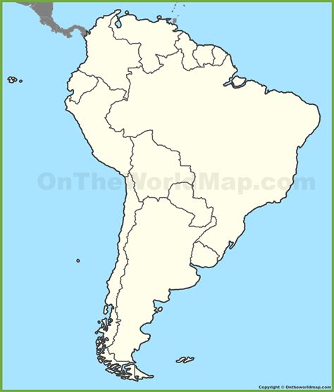 Blank map of South America - Ontheworldmap.com