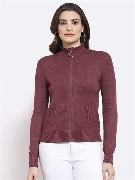 Buy Mafadeny Women Maroon Cardigan - Sweaters for Women 15541614 | Myntra
