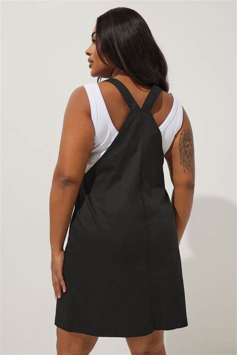 LIMITED COLLECTION Plus Size Black Denim Pinafore Dress | Yours Clothing