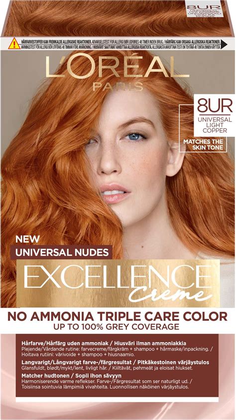 Loreal Paris Excellence Crème Universal Nudes Hair Color 8UR Universal Light Copper | lyko.com