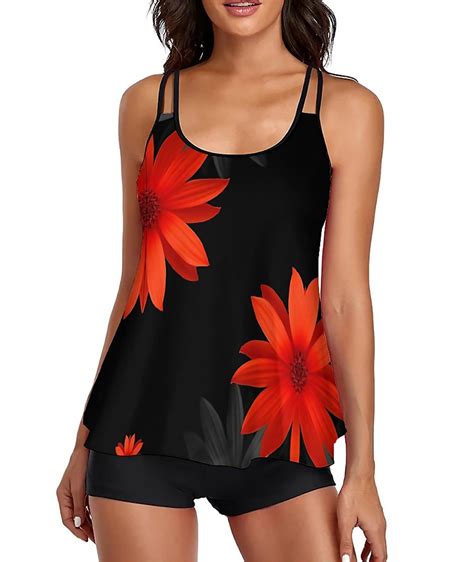 Urchics Womens 2025 Tankini Swimsuits Tummy Control Flowy Swimwear Two ...