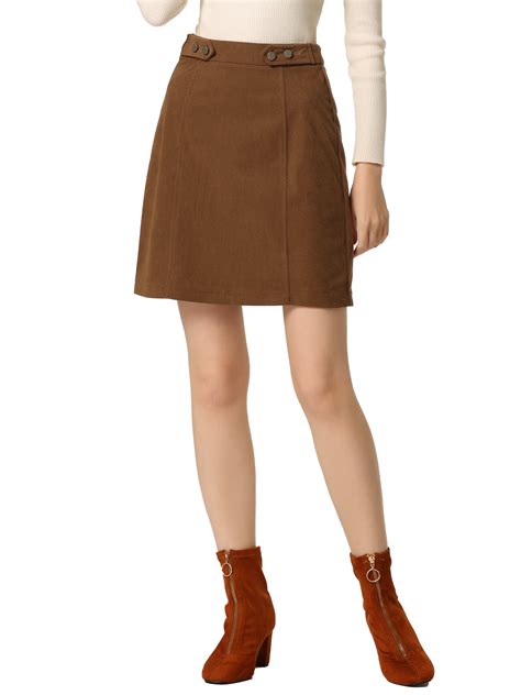 INSPIRE CHIC Women's Corduroy Skirt Casual Work Office Aline Above Knee ...
