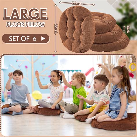 Jerify 6 Pcs Round Floor Pillows Cushions 22 x 22 Inch Meditation Floor ...