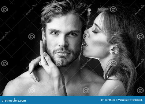 Man and Woman Kissing. Tender Young Couple Stock Image - Image of human ...