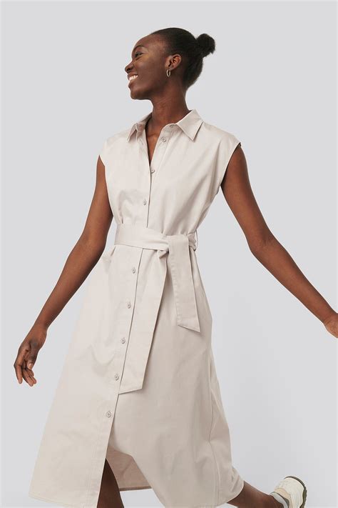 Sleeveless Shirt Dress Grey | NA-KD