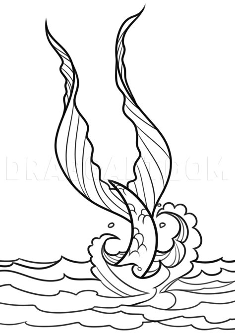 Drawing A Mermaid Tail In Ocean, Drawing, Step by Step, by Dawn - DragoArt