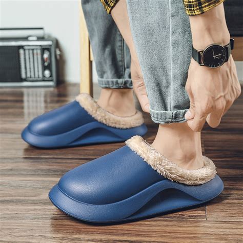 ZTTD Waterproof Slippers Men Lined Clogs Winter Garden Shoes Warm House ...