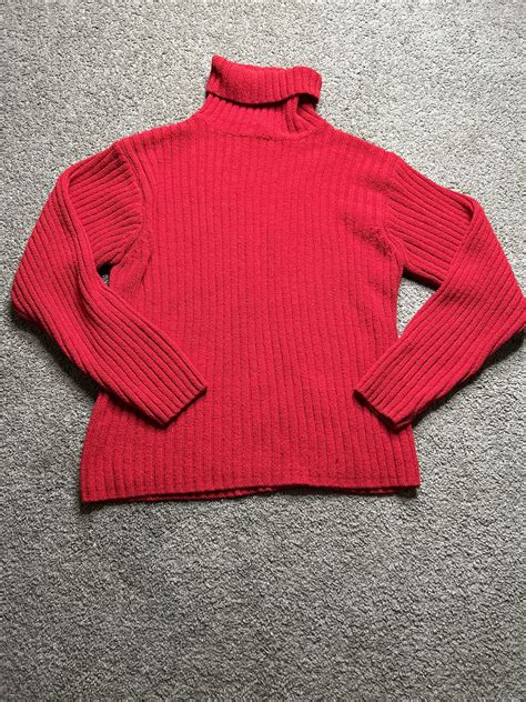 Women's Large Pierre Cardin Red Turtleneck Sweater - Gem