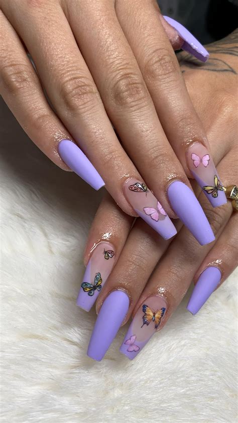 White Nails With Butterfly Design at Emma Lowell blog