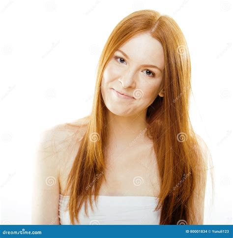 Beauty Young Redhead Woman with Red Flying Hair, Funny Ginger Stock Photo - Image of cheerful ...
