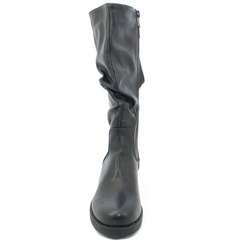 Stivali Donna Biker In Pelle Sintetica - Al Polpaccio Con Fibbie, Nero Taglia 37 - Foto 7