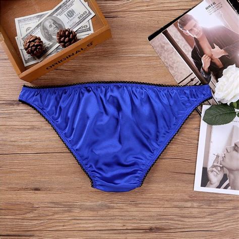 B001 Blue Men's Soft Satin Low Rise Briefs Panties Open | Etsy