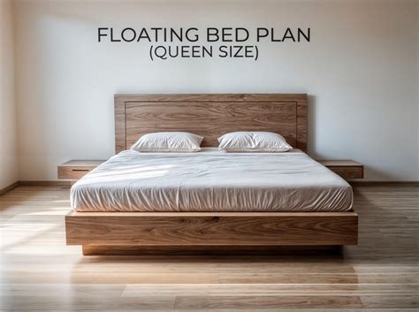 DIY Floating Bed Frame Build Plan- Queen Size Floating Bed- Minimalist ...