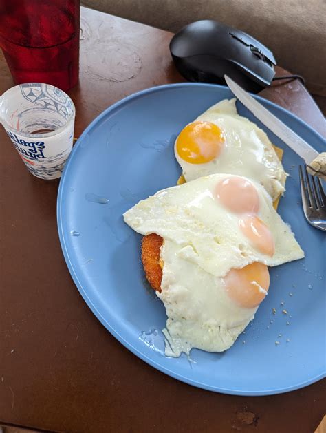 Morning Star Chicken patties with sharp American and egg with Tito's ...