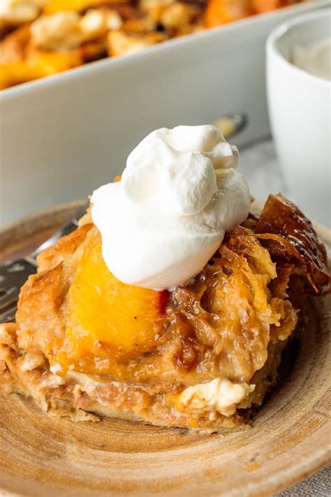 Peaches and Cream Bread Pudding - Reluctant Entertainer