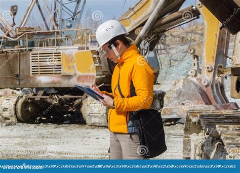 Female Geologist or Mining Engineer at Work Stock Image - Image of ...