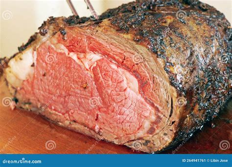 Roasted American Angus Beef Rib Eye Steak on a Meat Carvery Food ...