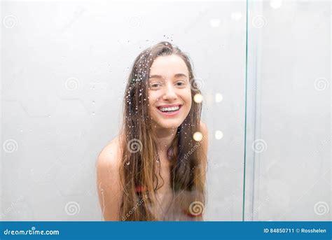 Young woman showering stock image. Image of showering - 84850711