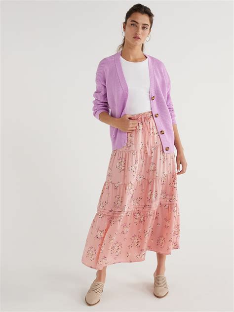 Time and Tru Women's Tiered Maxi Skirt with Elastic Waistband, Sizes S-XXXL - Walmart.com