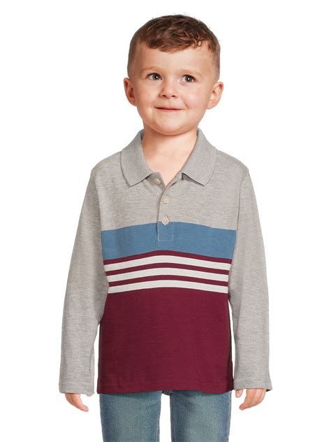 Wrangler Toddler Boys Long Sleeve Polo Shirt, Sizes 2T-5T, Comfy Casual ...