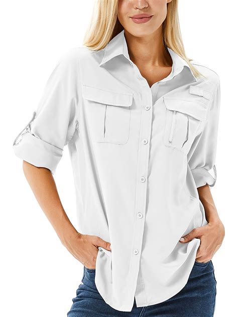 POENTAB Long Sleeve Casual Shirts for Women Button Down Quick Dry ...