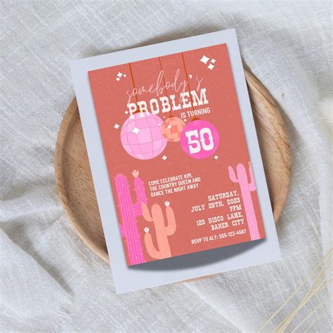 Somebody's Problem Birthday Invitation Big Birthday Western Country ...