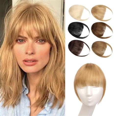 Bangs Hair Clip in Bangs,100% Human Hair Fake Bangs Clip on Bangs ...