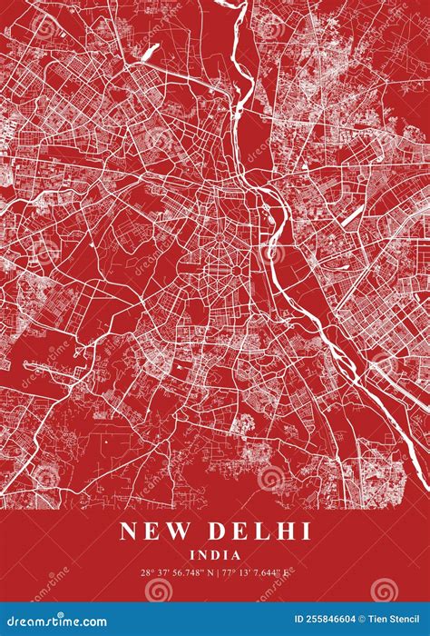 New Delhi - India Cherry Plane Map Stock Illustration - Illustration of ...