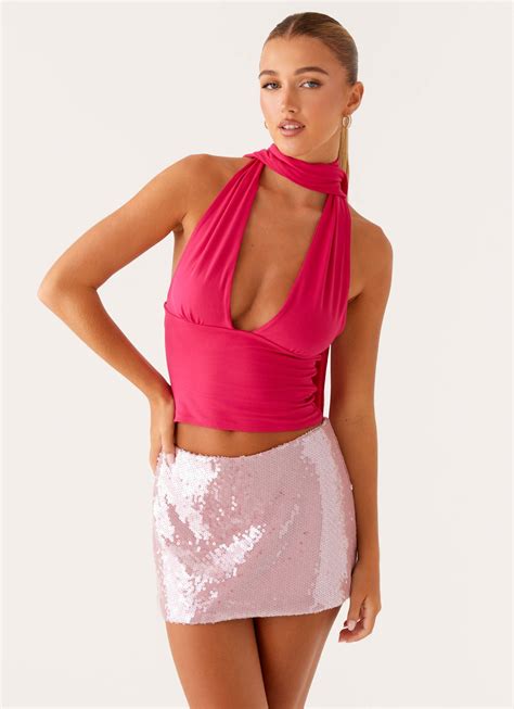 Made For You Low Rise Sequin Mini Skirt - Pink - Peppermayo