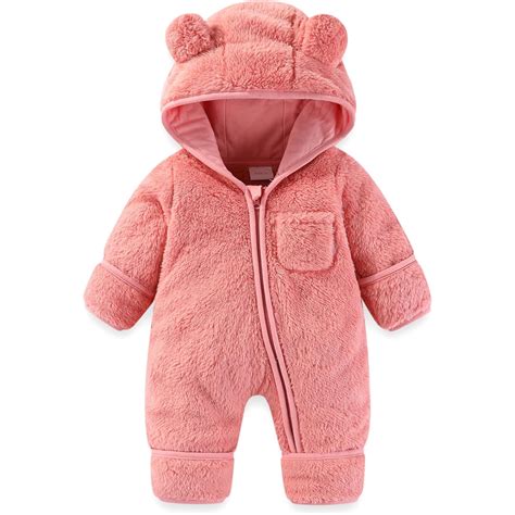Baby Boys Snowsuit Newborn Bear Suit Fleece Romper Newborn Winter ...