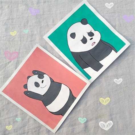Pandas 🐼 | Çizimler, Kart çizimi, Tuval